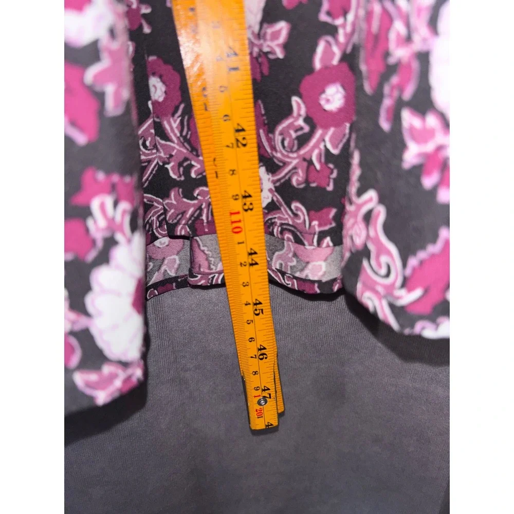LOFT Women Small Black Purple Floral Ruffle Midi Dress Boho‎ Romantic